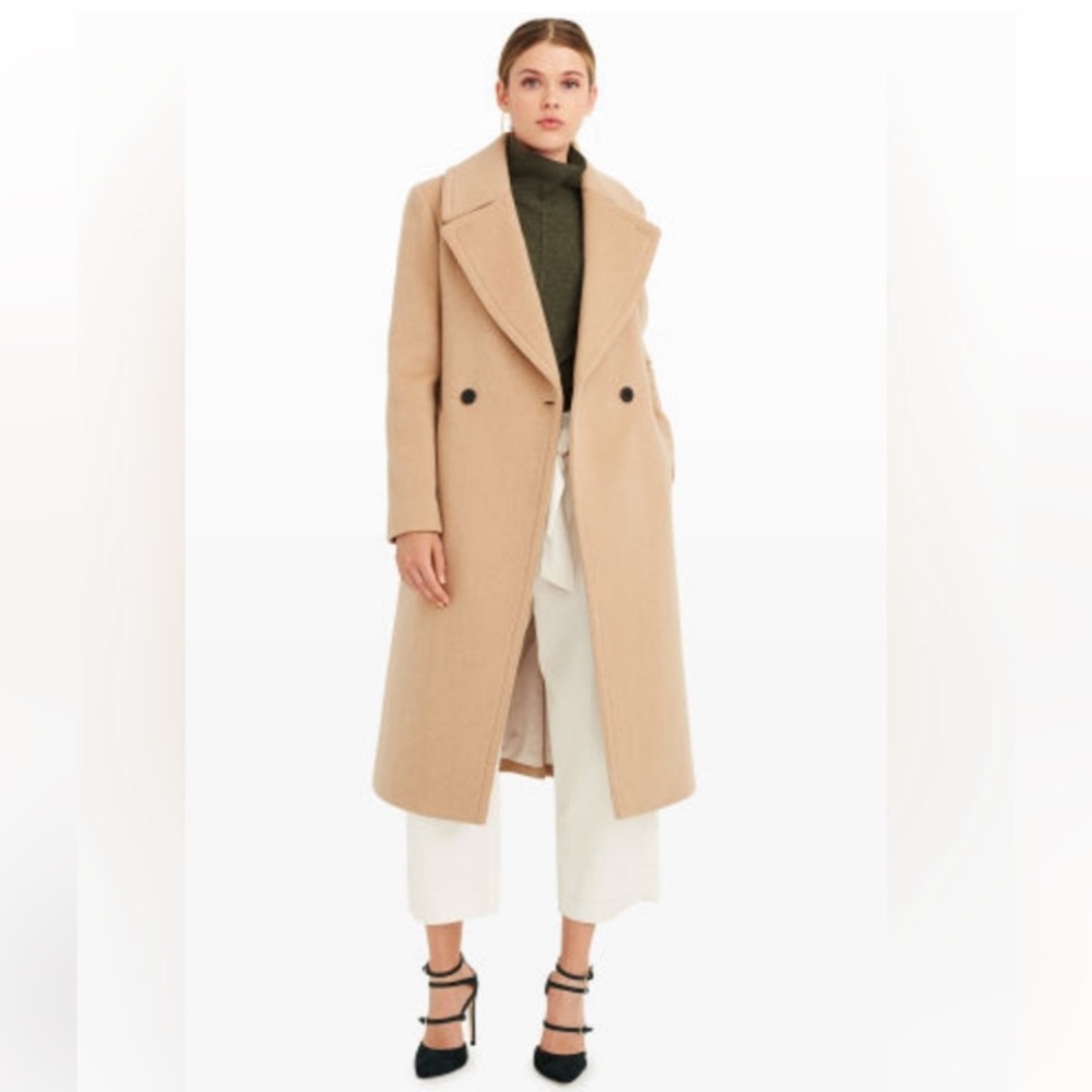 Club Monaco Long Wool Coat - Single-Breasted Peacoat